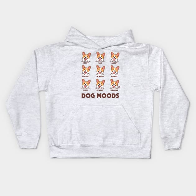 DOG MOODS Kids Hoodie by toddgoldmanart